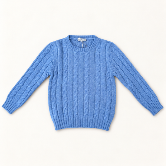 Cable Crew Neck Wool - Blu